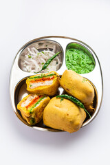 Ulta Vada Pav is made with a spicy potato stuffed bun, called pav inside vada, inside out wada pao