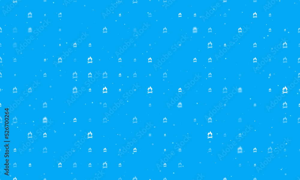 Poster seamless background pattern of evenly spaced white bonfire symbols of different sizes and opacity. v