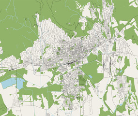 map of the city of Pecs, Hungary