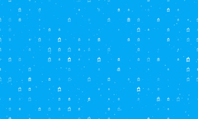 Fototapeta premium Seamless background pattern of evenly spaced white bonfire symbols of different sizes and opacity. Vector illustration on light blue background with stars