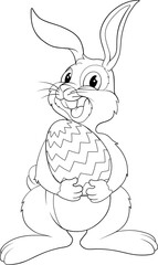 Easter Bunny Cartoon Rabbit With Giant Egg