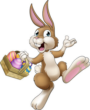recommend clip art: Easter Bunny Cartoon Rabbit With Eggs Basket