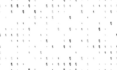 Seamless background pattern of evenly spaced black carnivorous plant symbols of different sizes and opacity. Vector illustration on white background