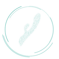 The sex toy symbol filled with teal dots. Pointillism style. Vector illustration on white background