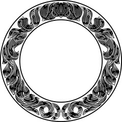 Frame laurel leaf crest floral pattern motif