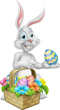Easter Bunny Rabbit on Egg Hunt