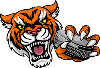 Tiger Ice Hockey Player Animal Sports Mascot