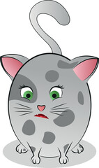 Abstract sticker images of a rounded cute cat.