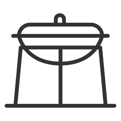 Tarara cast-iron cauldron with a lid on a stand - icon, illustration on white background, outline style