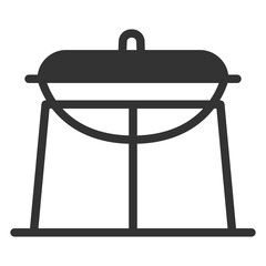 Tarara cast-iron cauldron with a lid on a stand - icon, illustration on white background, glyph style