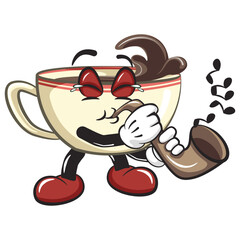 cartoon smart cup illustration vector play sexophone