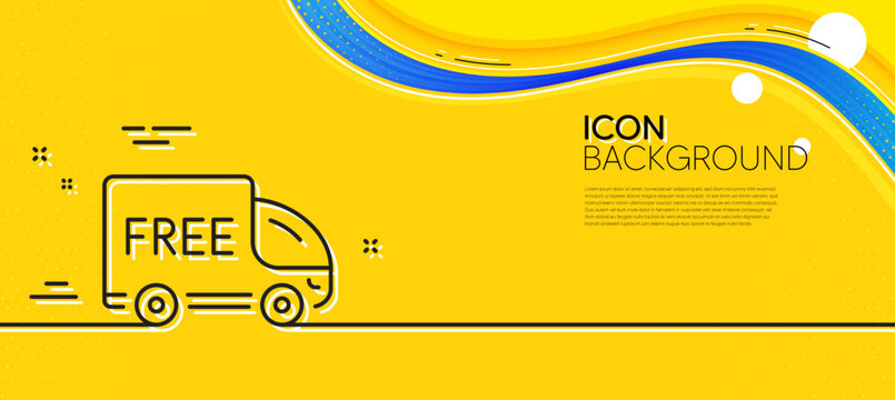 Free delivery line icon. Abstract yellow background. Shopping truck sign. Clearance symbol. Minimal free delivery line icon. Wave banner concept. Vector