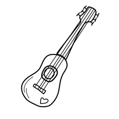 Fototapeta premium Doodle guitar drawn by hand. Vector illustration