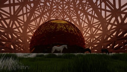 alien structure with nature background