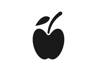Apples icon with black leaves on a gray background. Vector illustration.