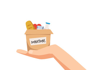 Food donation and charity badge or banner flat vector illustration isolated.