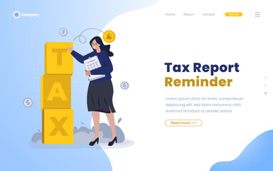 Annual tax report reminder illustration flat design