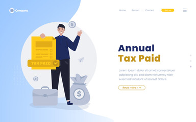 Annual tax paid illustration flat design