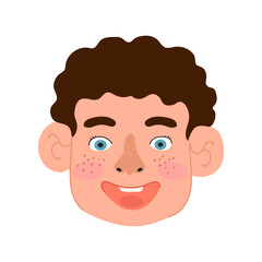 Vector Colorful Illustration of Cute Little Boy Isolated on White Background