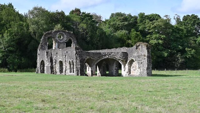 The roofless shell of a Medieval Abbey in the UK. 