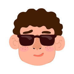 Vector Colorful Illustration of Cute Little Boy Isolated on White Background