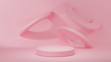 3D render. Pink product podium, stand, pedestal.