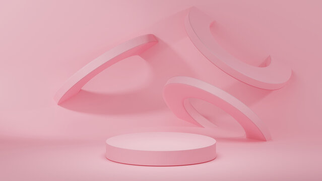 3D render. Pink product podium, stand, pedestal. © praewpailyn