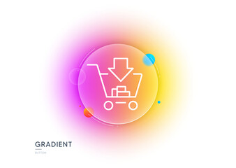 Add to Shopping cart line icon. Gradient blur button with glassmorphism. Online buying sign. Supermarket basket symbol. Transparent glass design. Shopping line icon. Vector
