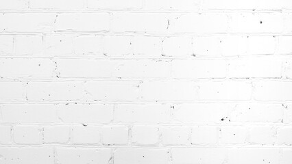 Abstract Clean White Brick Wall Texture Background.  Copy Space. Horizontal Photo