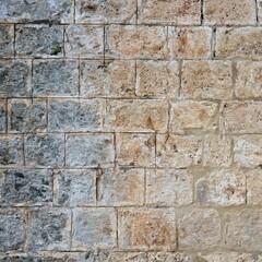 Antique Wall. Historical Blockwork Ceiling. Old Floor. Rustic Texture. Brown and Blue Stone Building Texture Décor Facade Surface Backdrop Banner