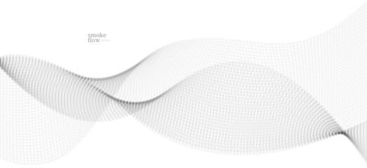 Vector abstract background with wave of flowing particles, smoke flowing light grey design, smooth and soft relaxing image.