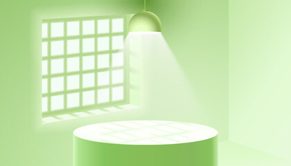 Podium room house, minimal modern studio, platform scene. Vector