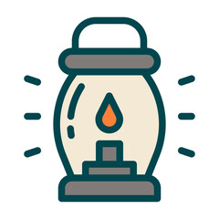 Camping lantern icon in colored outline style