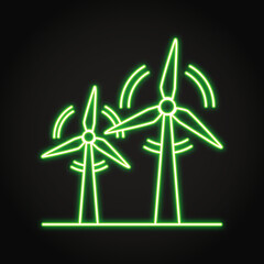 Neon wind turbine in line style
