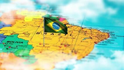  The Flag of Brazil in the World Map 