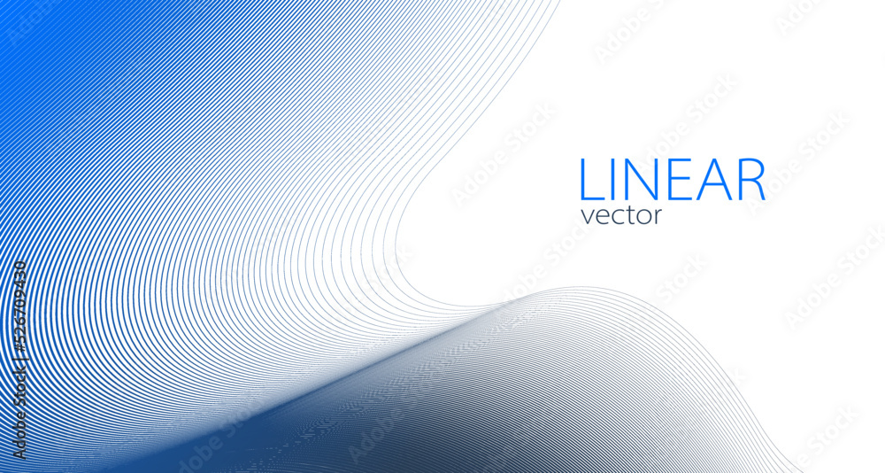 Poster blue lines in 3d perspective vector abstract background, dynamic linear minimal design, wave lied pa