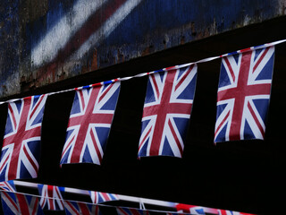  Union Jack British flag bunting medium shot