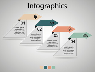 
Visualization of business data, infographics. Scheme of the process of elements using graphics, a diagram in four stages, numbers, options, parts. Business vector for presentation.