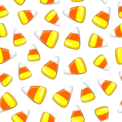 Zelfklevend Fotobehang Draw Halloween snoepjes feestelijke naadloze herhaling textiel patroonstijl op transparante achtergrond
