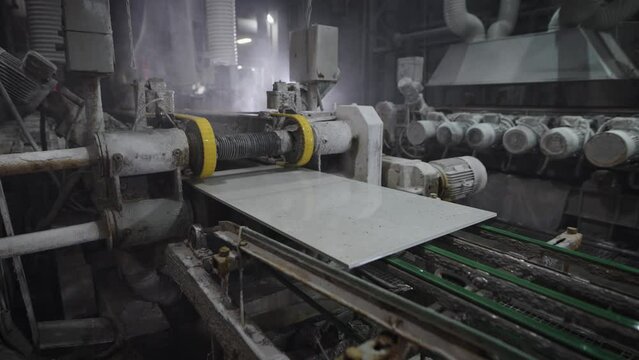 Automatic line for the production of porcelain tiles. Factory for the production of finishing materials