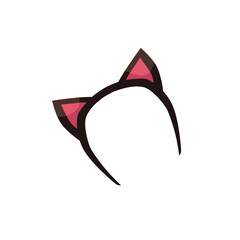 Cute headband with cat’s ears, carnival costume element - flat vector illustration isolated on white background. © sabelskaya