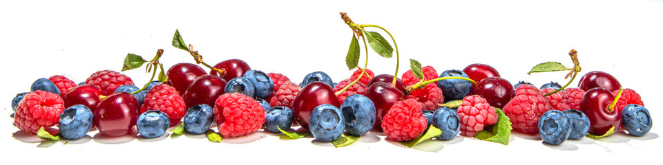 Fresh berries set isolated on white
