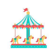 Colorful carousel on white background, vector illustration