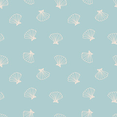 Sea shell seamless pattern. Seashell repeat texture background