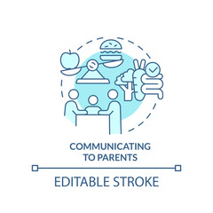 Communicating to parents turquoise concept icon. School nutrition for mental health abstract idea thin line illustration. Isolated outline drawing. Editable stroke. Arial, Myriad Pro-Bold fonts used
