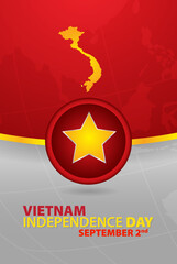Vietnam happy independence day greeting card, banner, vector illustration. Vietnamese memorial holiday 2nd of September design elemen