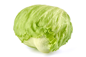Fototapeta premium Fresh iceberg lettuce, isolated on white background.