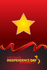 Vietnam happy independence day greeting card, banner, vector illustration. Vietnamese memorial holiday 2nd of September design elemen