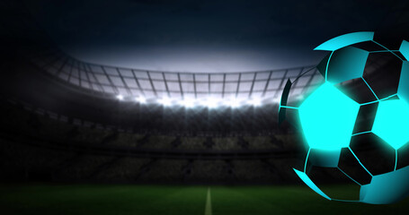 Image of digital football over stadium