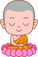 monk cartoon cute colored line illustration